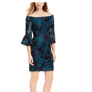 Adrianna-Papell off the shoulder & bell sleeves cocktail dress